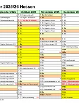 Jahresüberblick Kalender 2025/2026